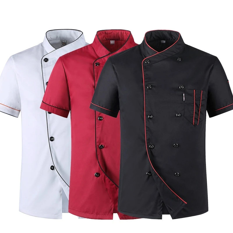 Chef Jacket Men Women Short Sleeve Shirt Kitchen Cook Coat Restaurant Waiter Uniforms 250612
