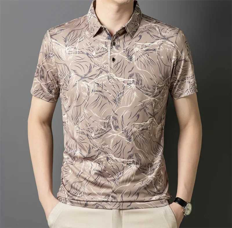 2025 New Mens Casual Fashion Printed Short Sleeve Polo Shirt Anti Wrinkle Breathable Comfortable Summer Versatile T-shirt XJ250612