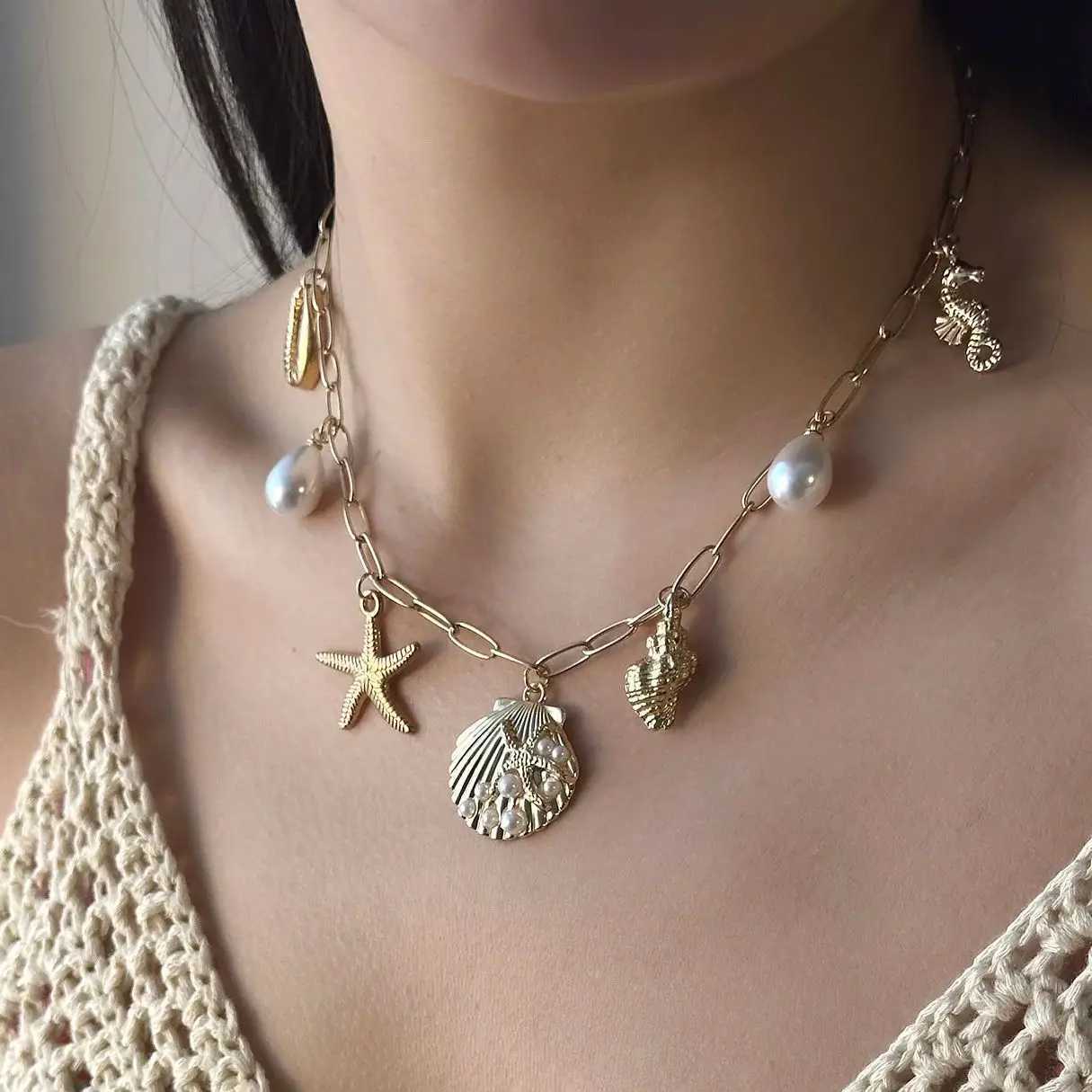 Nouveau collier de pendentif en étoiles de mer à la mode