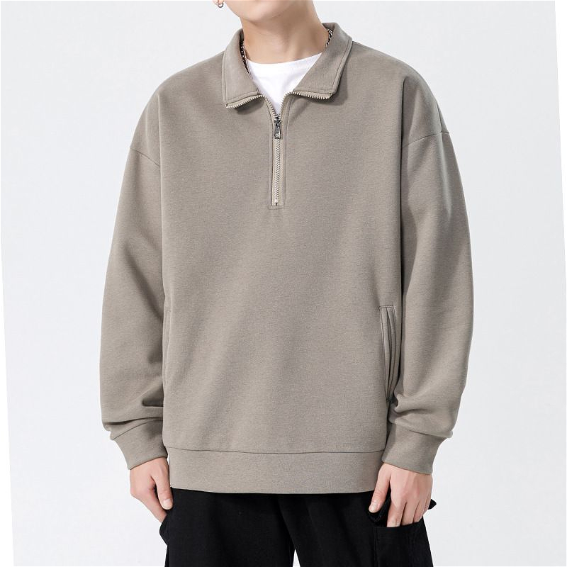 69 Men and Women Thin Solid Color Loose Drop Shoulder Round Neck Sweatshirt Cultural Shirt Work Clothes