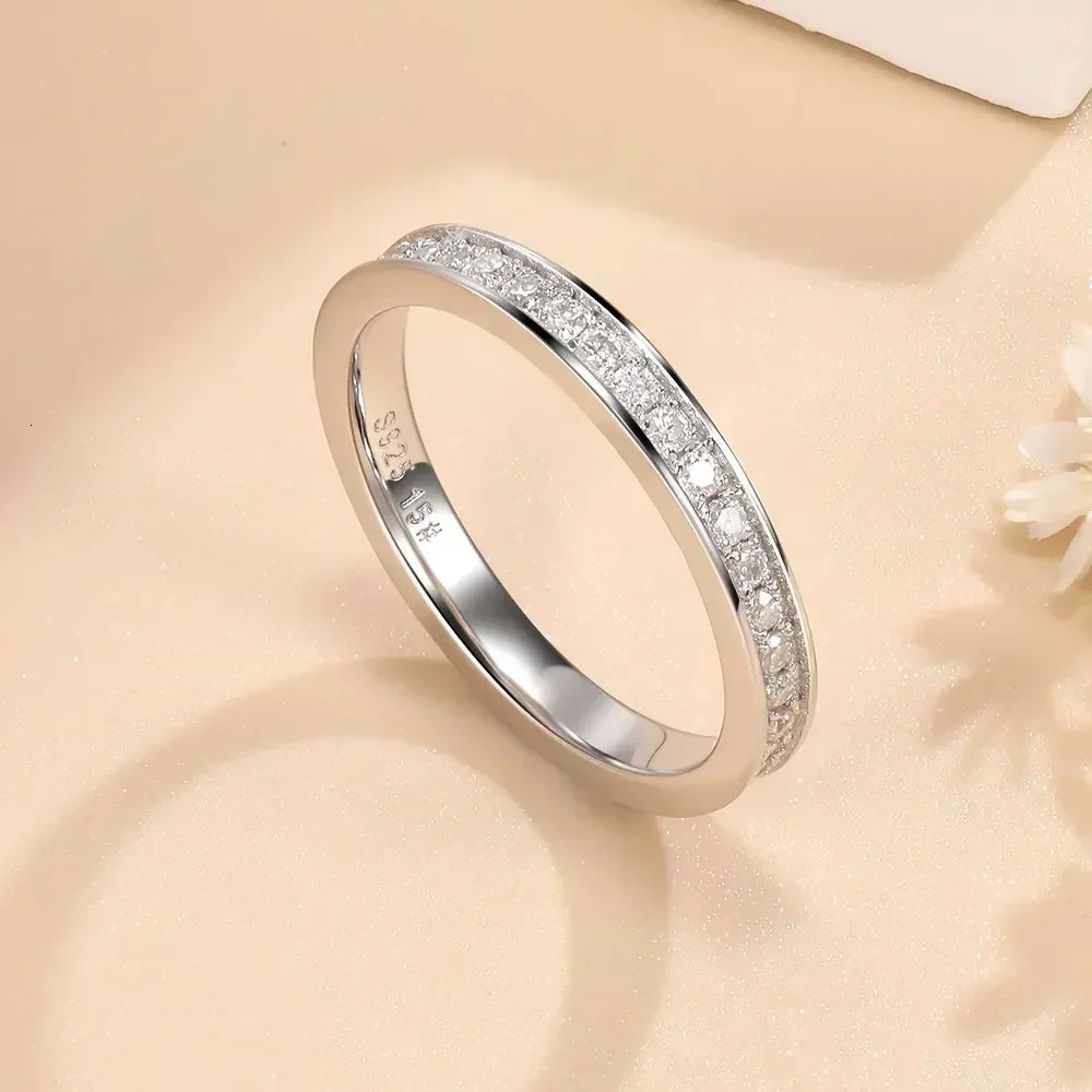 1.5mm Full Rings for Women Wedding Band S925 SteRLing Silver D Color Set Lab Diamond Fine Jewelry 250528