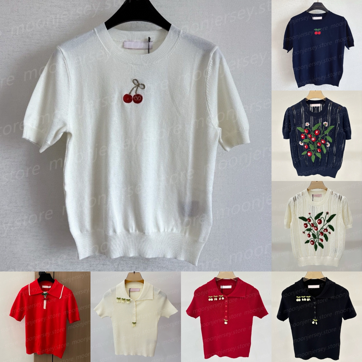 (go off picture not the description) 10A Premium Designer T-shirts Women&#039;s Knitted Tops Short Sleeve Polo Shirts Summer Style-image-940874753