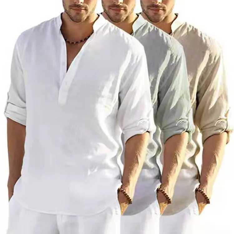 2025 Hot sales Mens Long Sleeve T-Shirt Cotton Casual Shirt Oversize Plus Size S-5XL Breathable Work Shirt XJ250612