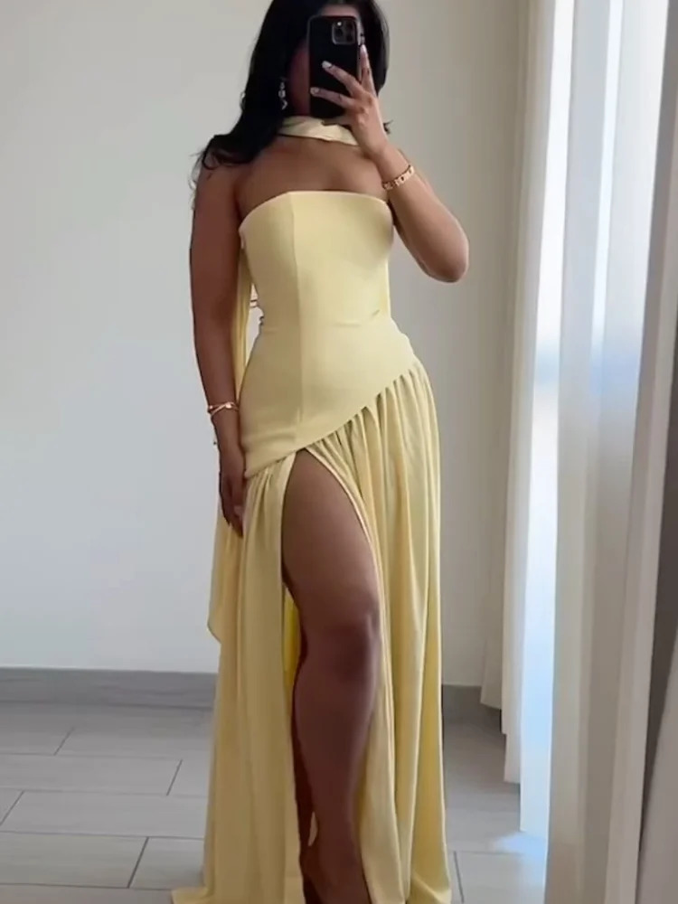 Femmes offshoulder sans bretelles robes longues Ladys élégants lacets à lacets de fête d'été Robes de fête d'anniversaire 250611