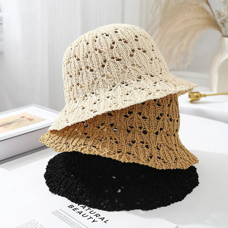 Spring Summer Hats For Womens Knitted Bucket Hat For Breathable Solid Sun Hat Casual Minimalist For Outdoor Travel Dail 250610