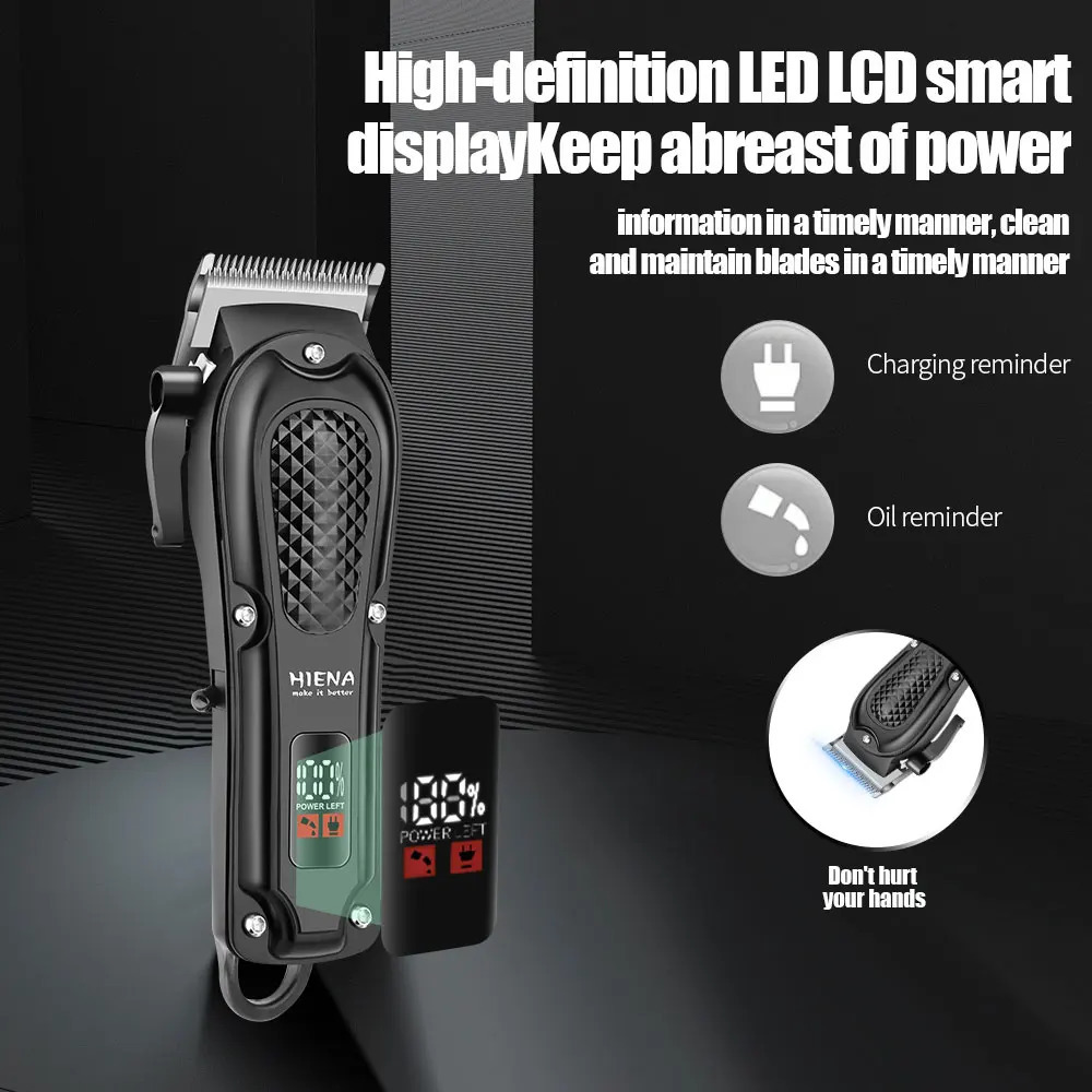 HIENA Electric Hair Clipper Barber Finish Cutting Machine usb Rechargeable Cordless Beard Trimmer Wet and Dry haircut HYN-212 250611