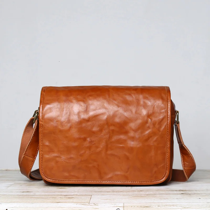 Leather Crossbody Bag Top Layer Cowhide Shoulder Bag Casual Retro Versatile European And American Simple Mens Bag Mailman Bag 250609