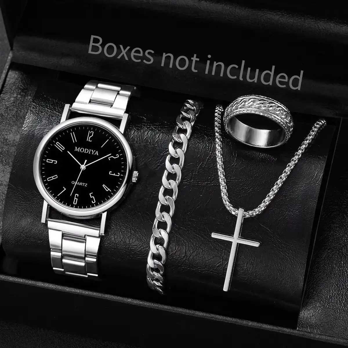 4pcs / set Fashion Mens Business Luxury Quartz Wrist Watch Bijoux Set Reloj Hombrewithout BoxxJ250612