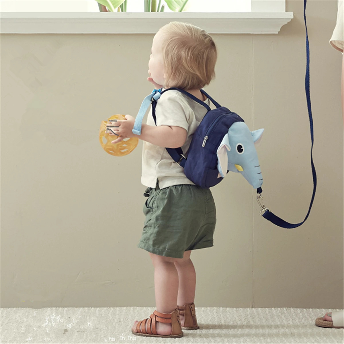 Cartoon anti walking lost shoulder backpack baby girls boys Elephant small bags with traction rope anti lost toddler schoolbag 250612