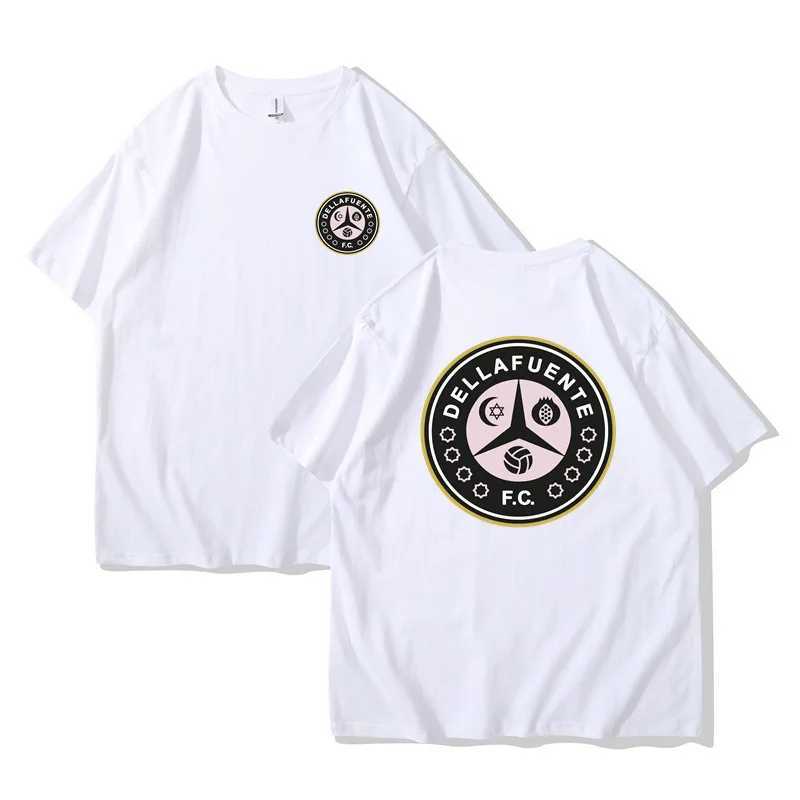 Dellafuente Summer Mens and Womens Pure Cotton Short Slve DLFC Football Club Emblem Fashion T-shirt Harajuku Unisex Corée T250612