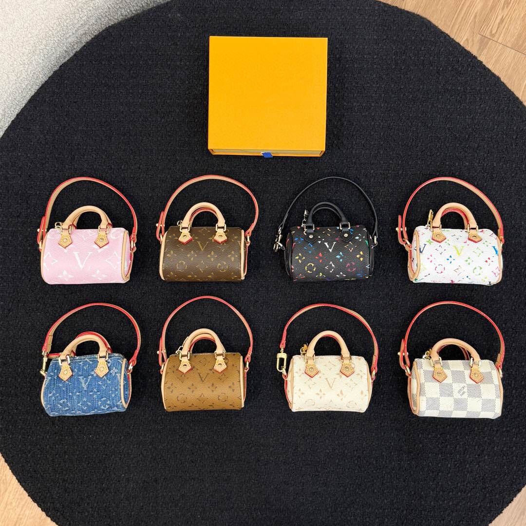 designer keychain bag charm Two Colors Classic Ornament Mini pillow Speedys Pendant Canvas Bag Monogram Hangable Letter Pattern Key Chains With Zipp