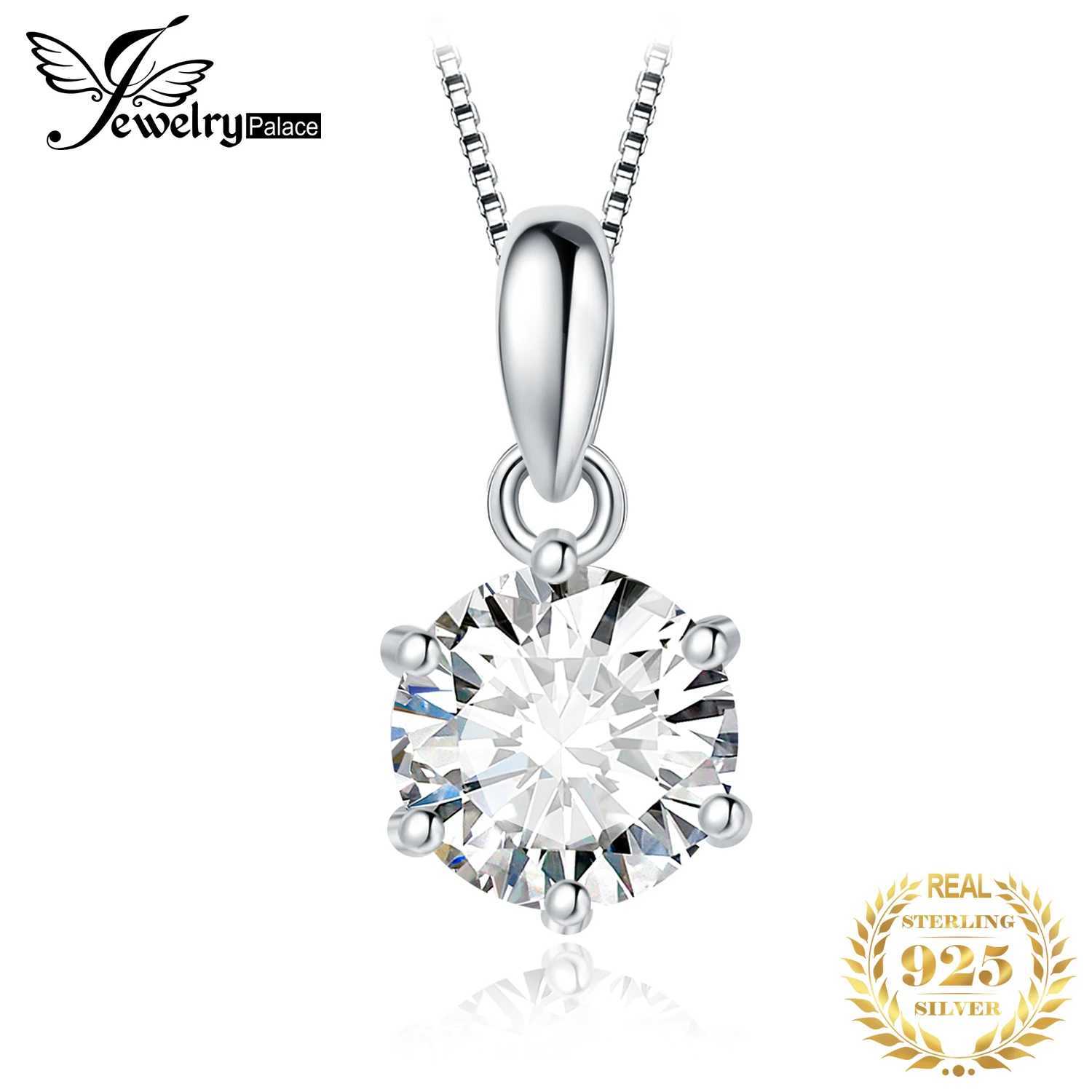 JewelryPalace Classic 1ct Round CZ 925 Sterling Silver Pendant Necklace for Women No Chain Fine Jewelry Fashion Anniversary Gift W250612