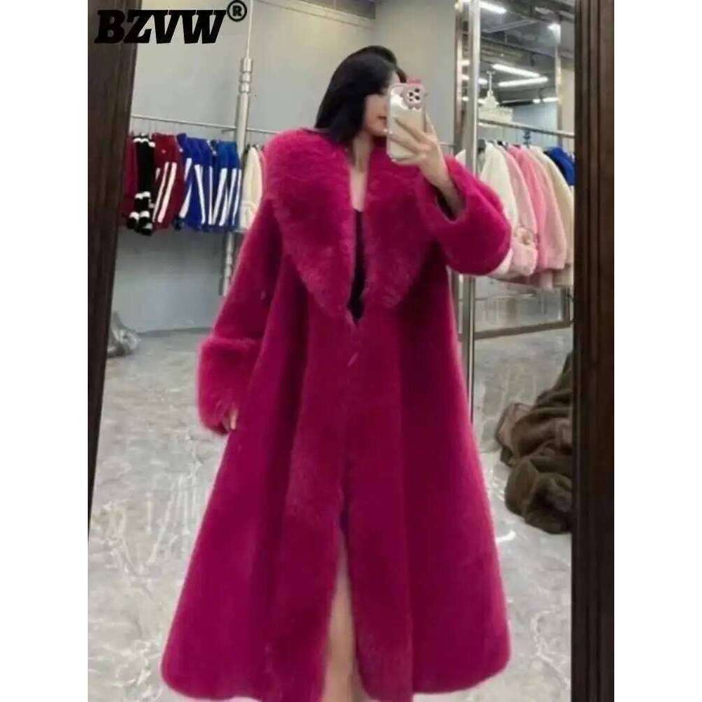 BZVW Imitation vison fourrure herbe manteau femmes grand revers manches longues solide Coor haut de gamme pardessus femme 2025 Wintre nouveau 25Z