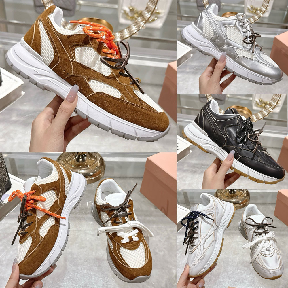 Baskets de créateurs pour femmes en daim et sneaker en maille à deux tons à lacets de nouvelles chaussures de sport décontractées rétro confortab