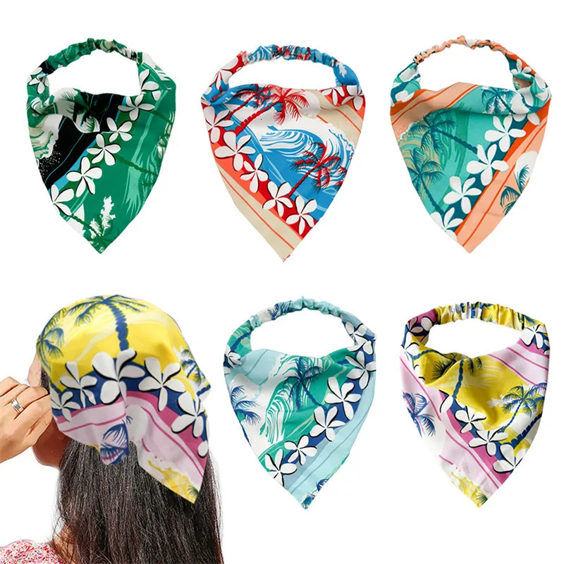 Femme de style vacances Coconut Tree Bandanas S Triangle Head Scarf Dames Summer Automne Hair Scarf Accessoires de cheveux Turban 250609
