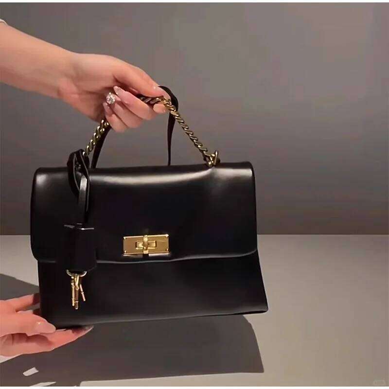 Brand Design Crossbody Messenger Women's Sweet Style Pink Small Square Bag New Fashionable All-Match Lock Handbag