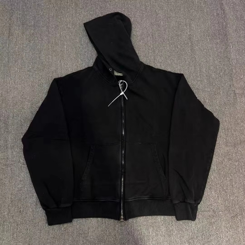 Men's Red Black Cotton Zip Hoodie Loose Casual Sweatshirt Breathable Hooded Jacket