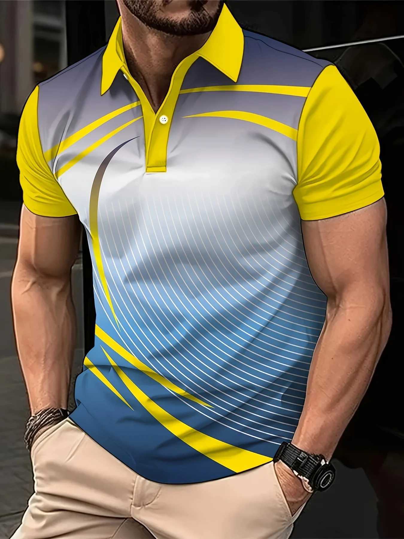 Mens Summer Athletic Shirt - Soufflement confortable Polyester à manches courtes décontractées avec design de bloc de couleur élégant XJ250612