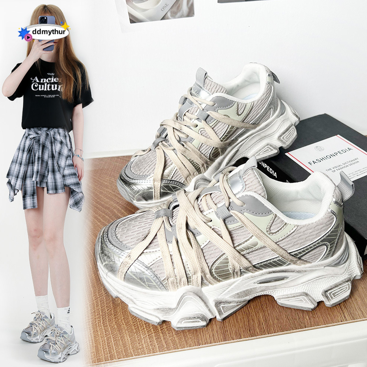 Plate-forme hauteur augmentant la maison de Paris féminine 2025 Nouvelle maille respirant mode polyvalent sportif décontracté chaussures pour fem