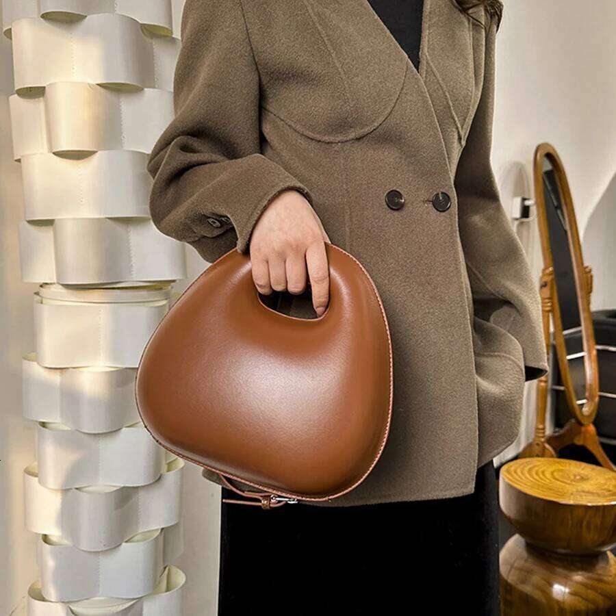 Funny Solid Color Egg Shape Fashion Small Round Shell Clip Shoulder Crossbody Bag For Women Handbags Bolso Mujer