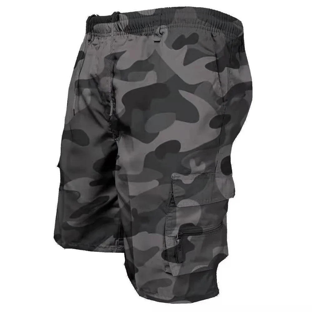 Mens Militaryinspired Tactical Shorts for Summer Casual Jogging Style Cargo n Loose Fit Multiple Pockets Elastic Waist 250603