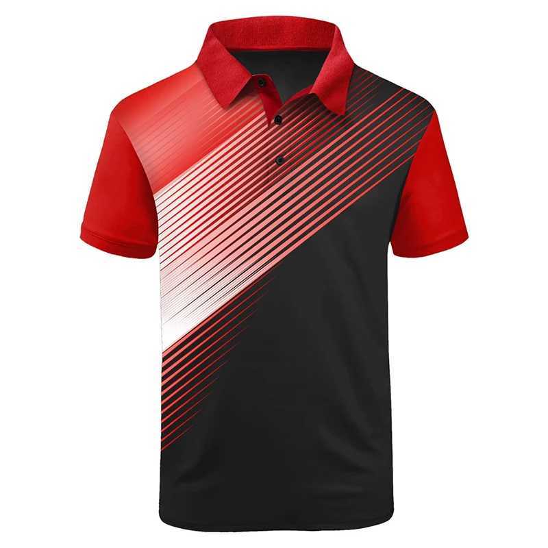 Simple couleur unie 3D imprimé Polo pour hommes sport course loisirs T-shirt rayé manches courtes bouton de revers t-shirts XJ250612