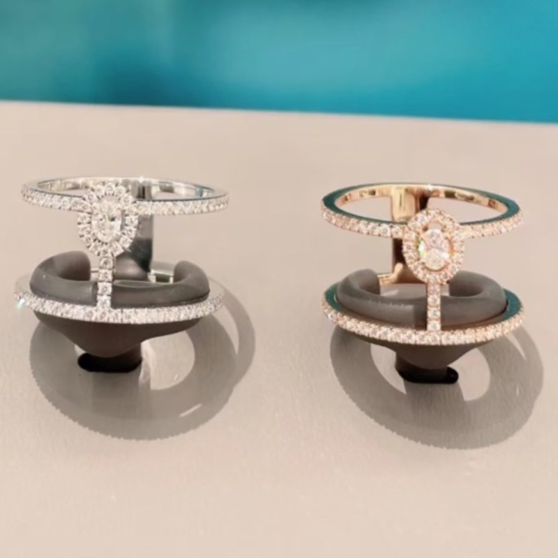 Band Rings New Classic Minimalist Zirconium Ring-shaped Double-layer Ring for Women From A Niche Designer Brand High-quality Fully Set with Diamonds