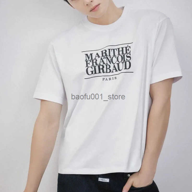 2025 New Korean MARITHE Letter Print Graphic T Shirt Men and Women Short Sve T Shirt High Quality Mens Street Wear Q250612