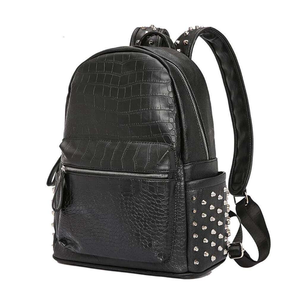 Fashion Design Unisex Backpck Large Capacity Daypack Alligator Laptop Bag Quality Pu Leather Travel Backpacks Black