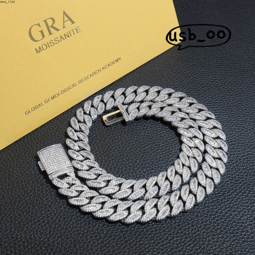 OACOCA 16mm Moissanite Chains Hip Hop Fine Jewelry Cuban Link Chains Men Iced Out Necklace 18k Gold Plated Pass Diamond Tester