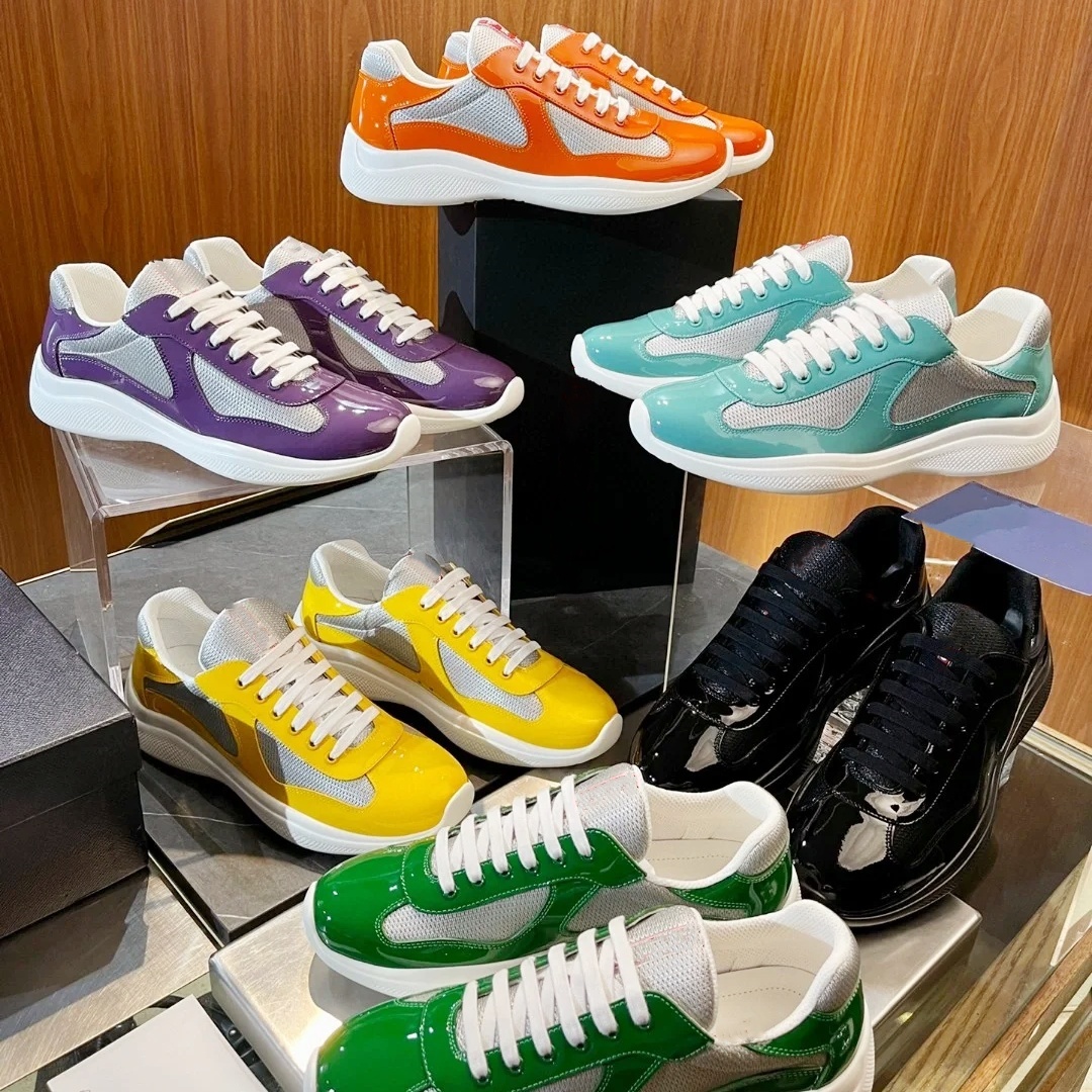 Womens trainer americas cup sneaker pink Designer Casual shoe Luxury Patent Leather Run Hlike basketball shoe Man track Outdoor sport soccer tennis