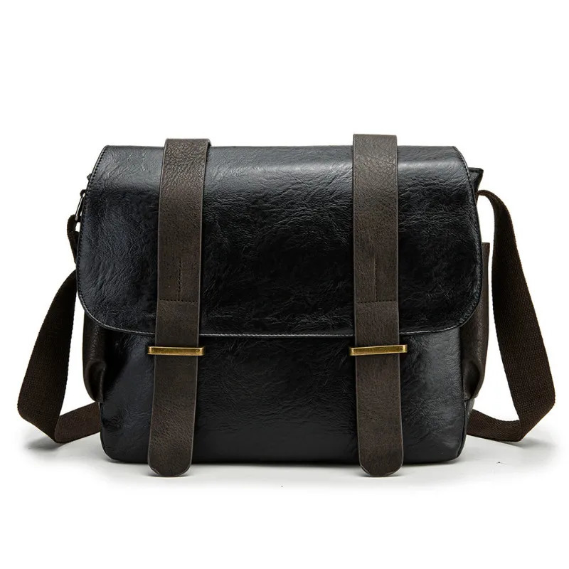 y Men Bag Leather Messenger Bags Cross Body Business PU Casual Document Single Shoulder Black Bag for Male Fashion Man 250609