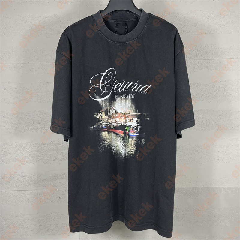 T-shirt masculin imprimé à eau lavée coton à manches courtes marques de mode T-shirt pour femmes T-shirt de rue décontractée T-shirt d'été T-shir