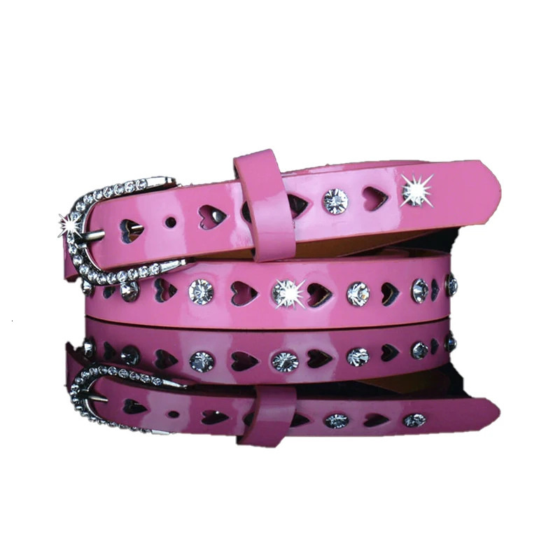 Kawaii rose strass Y2k ceinture femmes jean boucle réglable multicolore mignon coeur clouté ceinture mode coréenne Y2k accessoires 250610