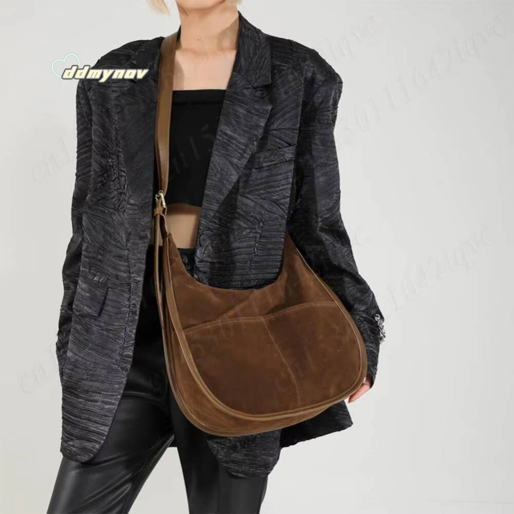 Women Suede Crossbody Leopard Print Shoulder Tote with Multi-Pocket Handbag Adjustable Strap Hobo Messenger Bag ddmynov