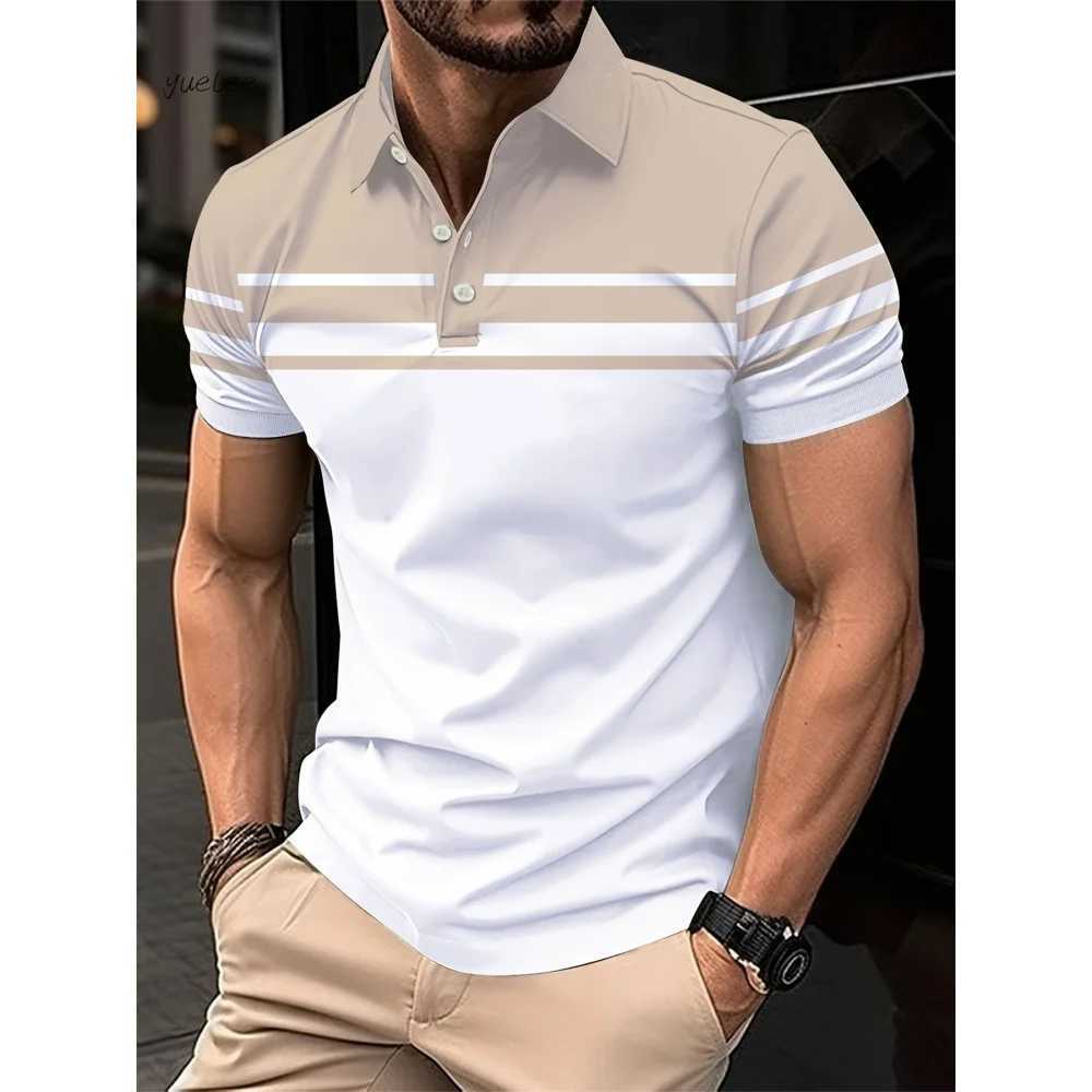 Fashion Mens Short-Sleeved Polo Shirts Colorblocked Lapel Shirts Casual Tops Summer Mens Everyday Outdoor Versatile Clothing XJ250612