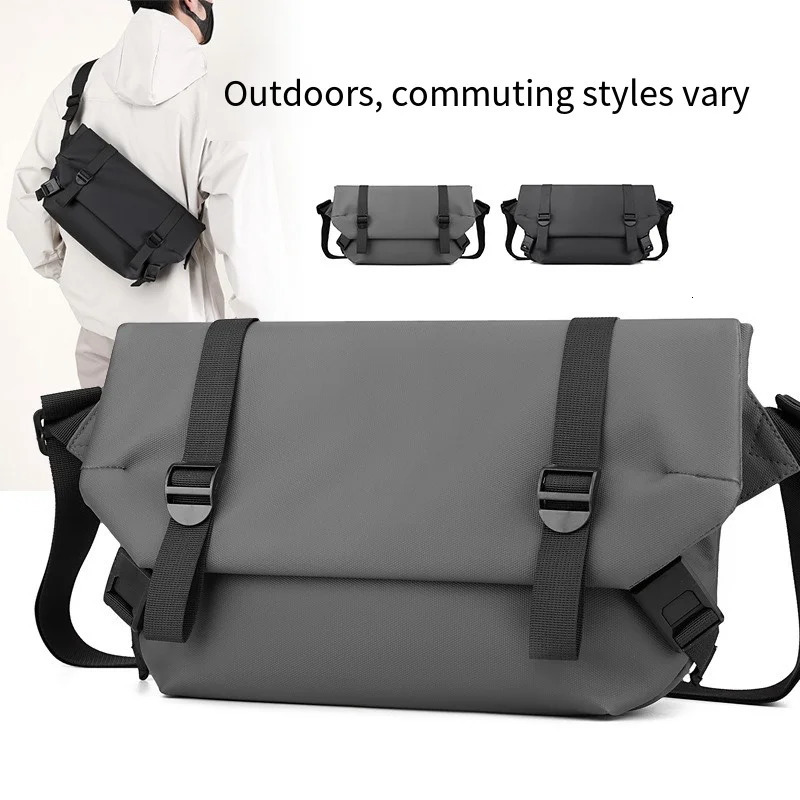 1 leather film messenger bag Hong Kong wind trend shoulder bag mens motorcycle riding crossbody bag 250609