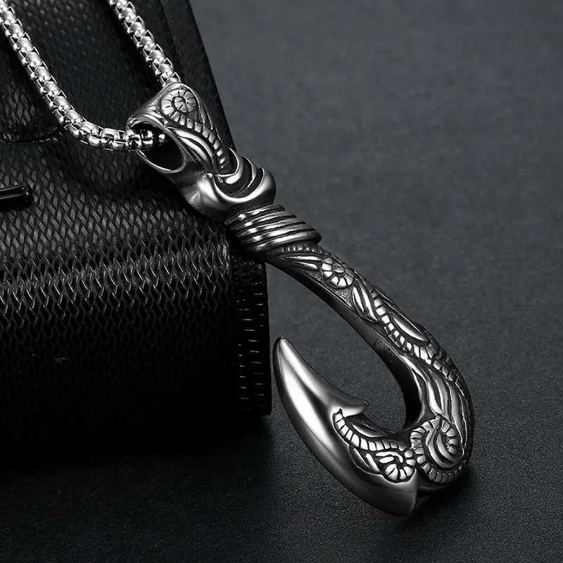 Collier pendentif à crochet de pêche Moana sur le cou pour hommes légendaires viking hook pendent chaîne accessoires masculins vintage bijoux 202