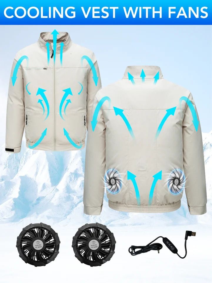 Mens jacket with 2 Fans AirConditioning Clothing Fan Summer 250610