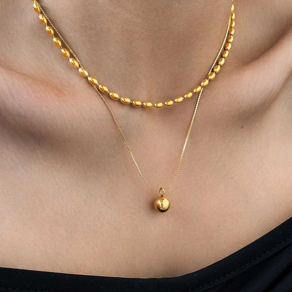 Colliers en acier inoxydable Baule métallique Chaîne à double clavicule minimaliste Nouveau collier populaire pour femmes bijoux Banquet Orné Cad