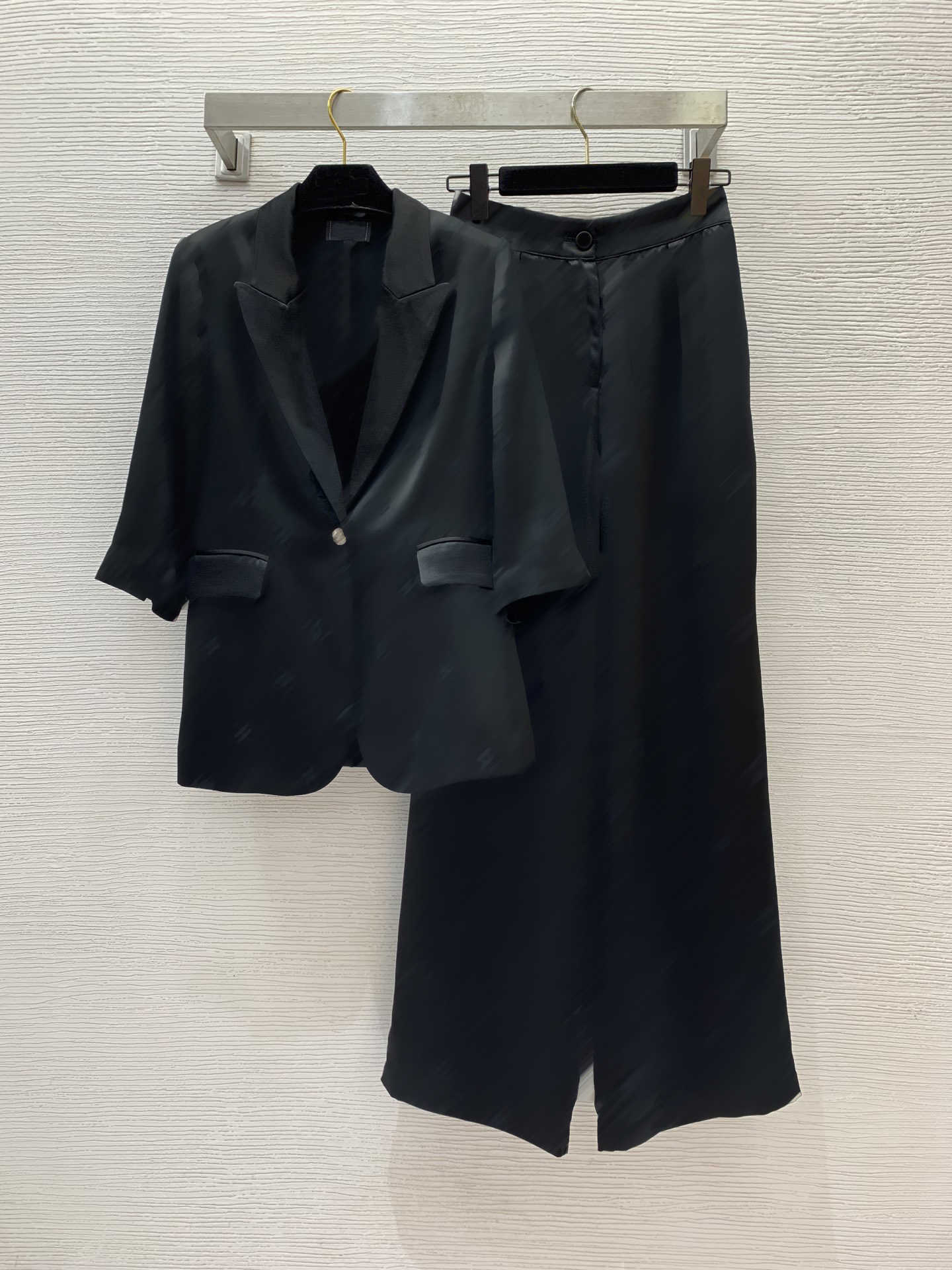 Office Wear womens Two Piece Pants designer Jacquard Slim Fit luxury clothing One Button Mid Sleeve Blazer Loose wide leg trousers