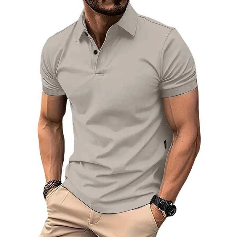 Summer Mens Solid Color Polo Shirt Short Sleeve Turn Down Collar Smart Casual Polos Men Streetwear Sports Jogging Tees Tops Man XJ250612