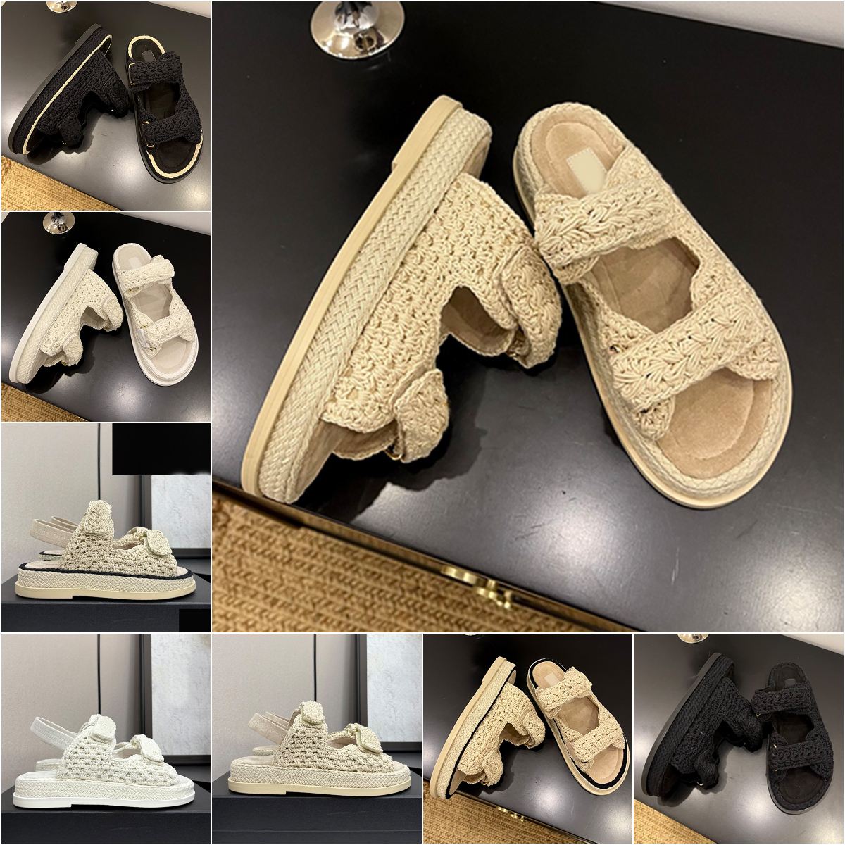 Crochet sandals slides designer sandals women luxury slippers sandale femme summer beach dad sandals platform shoes sandels designer women sliders 2