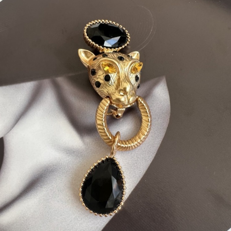 Vintage Men Women Pins Brooches Gold Plated Bling CZ Leopard Brooches Pins Suit Lapel Pins for Party Wedding Nice Gift
