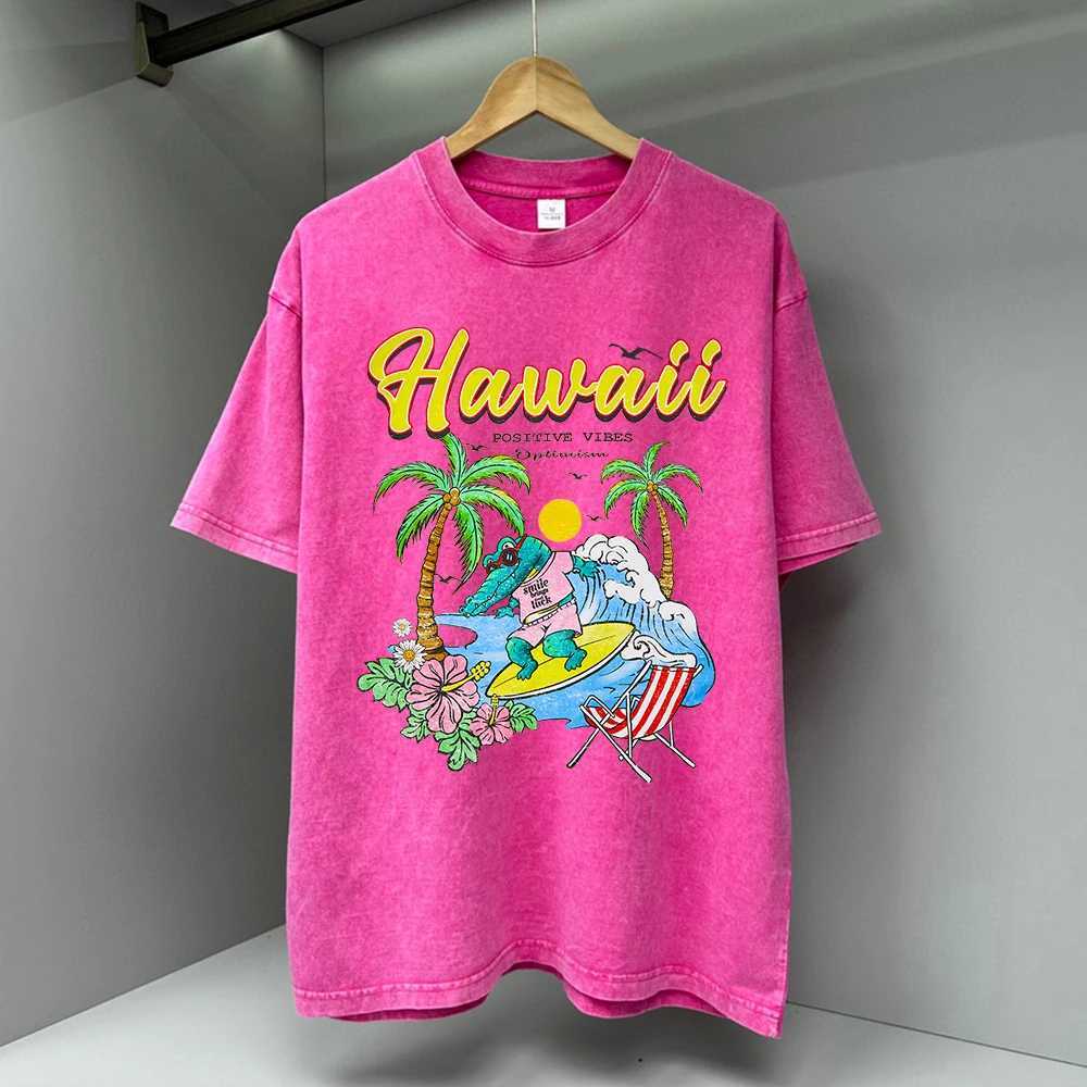 Hawaii Positive Vibes Optimism Printed Men T-Shirt Fashion Cotton T-Casual Loose Streetwear Breathable Tops Oversize Tees X250613