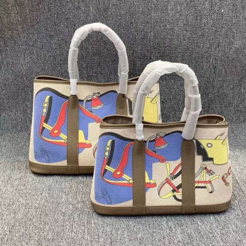 2024 Autumn Winter New Garden Top Layer Cowhide with New Linen Handbag Shoulder Crossbody Women's Fabric Bag