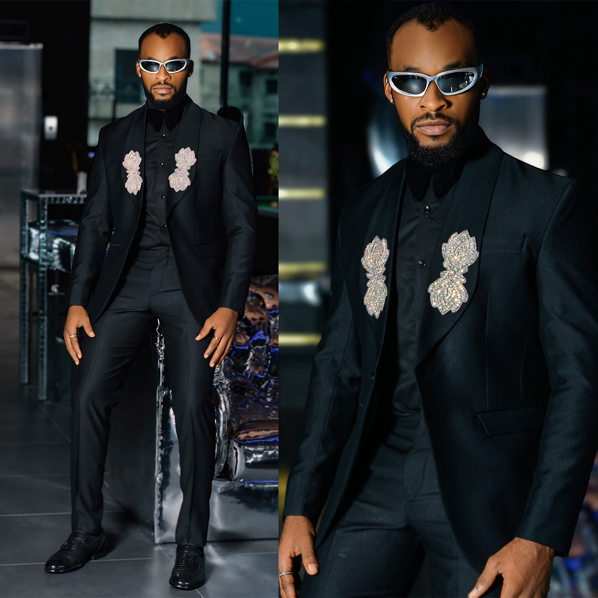Elegant Men Suits Shawl Lapel Tailor-Made 2 Pieces Set Jacket Blazer One Button Groom Evening Prom Party Customized Coat Black Pants Plus Size