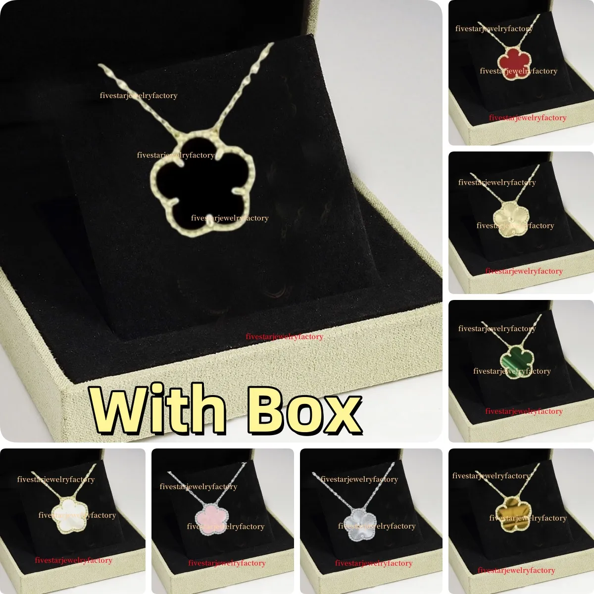 Colliers Collier de trèfle de créateur bijoux de luxe avec boîte pour femmes collier pendentif fleur