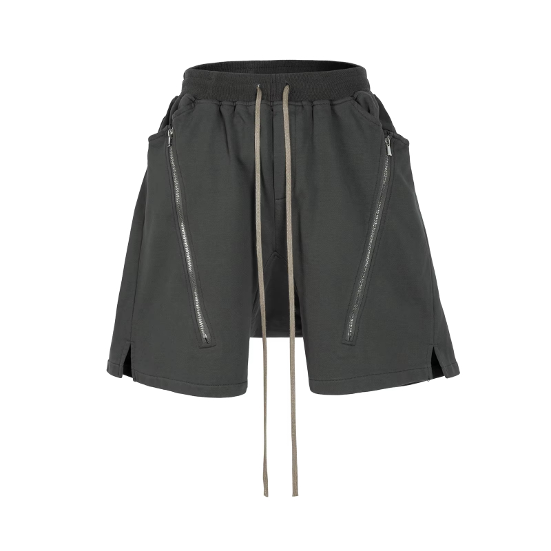 Double fermeture d'épissage à cordon fendu en short Terry pour hommes Streetwear Elastic Wide jambe décontractée pantalon de la longueur des geno