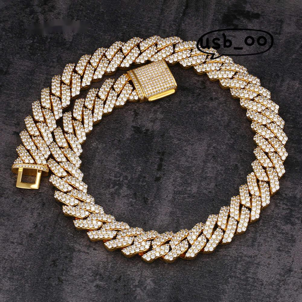 OACOCA 19mm Full Moissanite Cuban Link Chain Necklace 925 Sterling Silver 18k Gold Luxury Hip Hop Fashion Jewelry